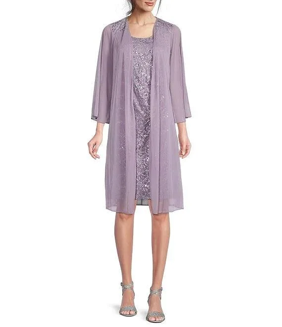 Little black cocktail dresses with lace detailingMarina Short 3/4 Sleeve Glitter Lace Jacket Dress
