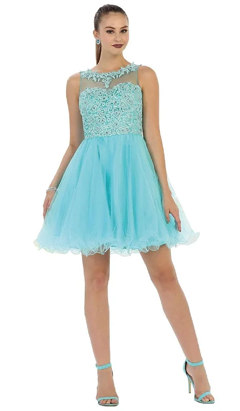 One - shoulder cocktail dresses in emerald green for a bold statementMay Queen - Floral Applique A Line Cocktail Dress