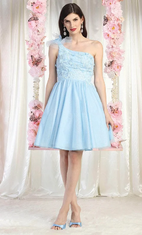 Strapless cocktail dresses with a sweetheart neckline and a full skirtMay Queen MQ1952 - One Shoulder A-Line Cocktail Dress
