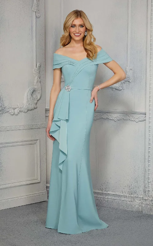 Prom dresses with one - shoulder ruffled straps and geometric patterns for a contemporary and eye - catching formal eventMGNY 72417 Dress