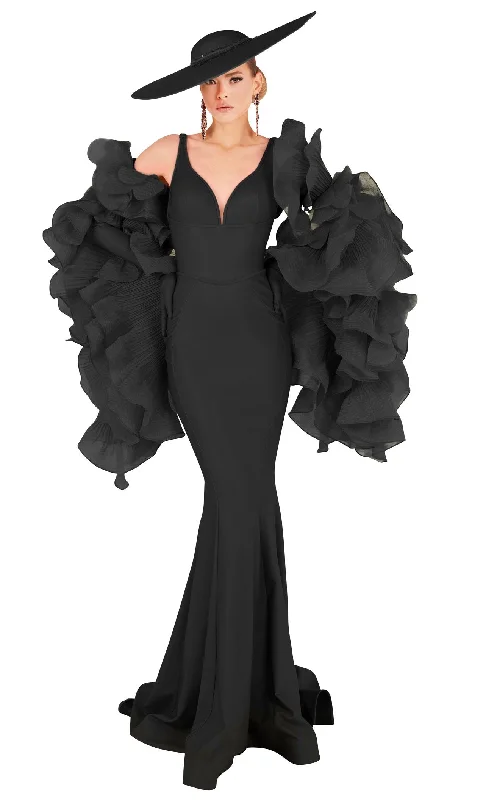 Sheath formal dresses with metallic thread detailing for a modern promMNM Couture 2575 Dress