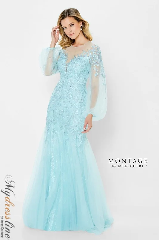 Prom dresses with ruched bodices and organza sleeves for a romantic lookMon Cheri Montage 122908 Prom dresses with ruched bodices and organza sleeves for a romantic lookMon Cheri Montage 122908