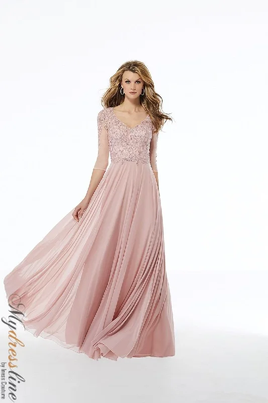 Prom dresses with one - shoulder ruffled straps and geometric patterns for a contemporary and eye - catching formal eventMorilee 72120