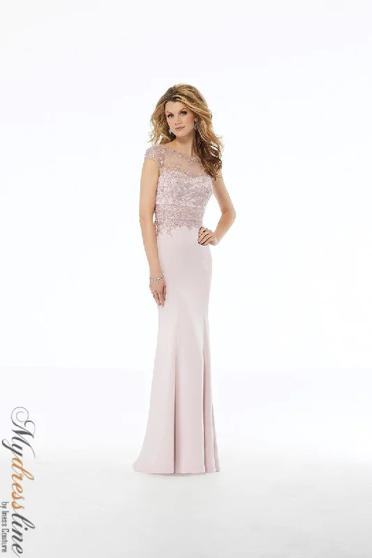 Prom dresses with tiered lace skirts and off - the - shoulder necklines for a feminine and elegant formal affairMorilee 72127