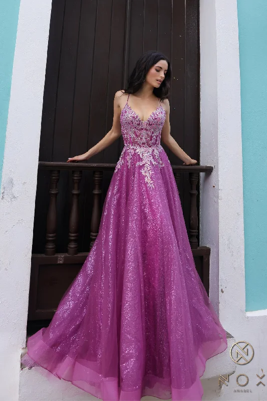Maxi dresses with a belted empire waist for a more defined and flattering silhouette Maxi dresses with a belted empire waist for a more defined and flattering silhouette Nox Anabel C1407 Glitter Long A Line Prom Dress