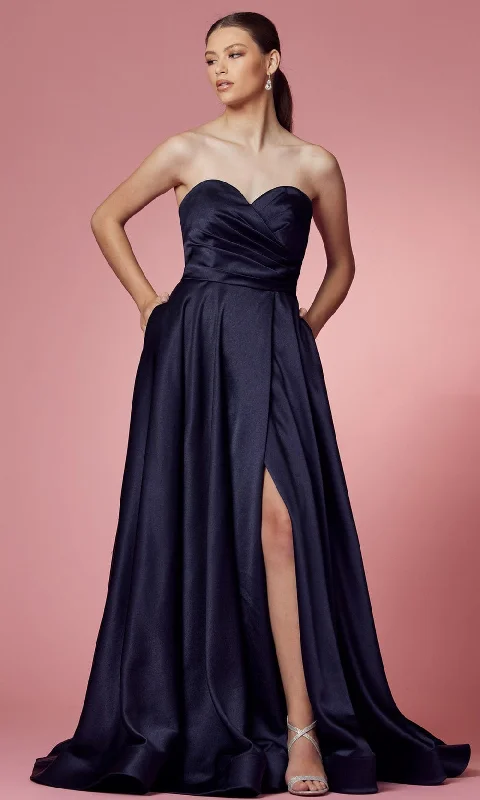 Formal dresses with asymmetric ruffled hems and high - low designs for a fashion - forward and dynamic appearanceNox Anabel R1036 - Strapless Sweetheart Evening Gown