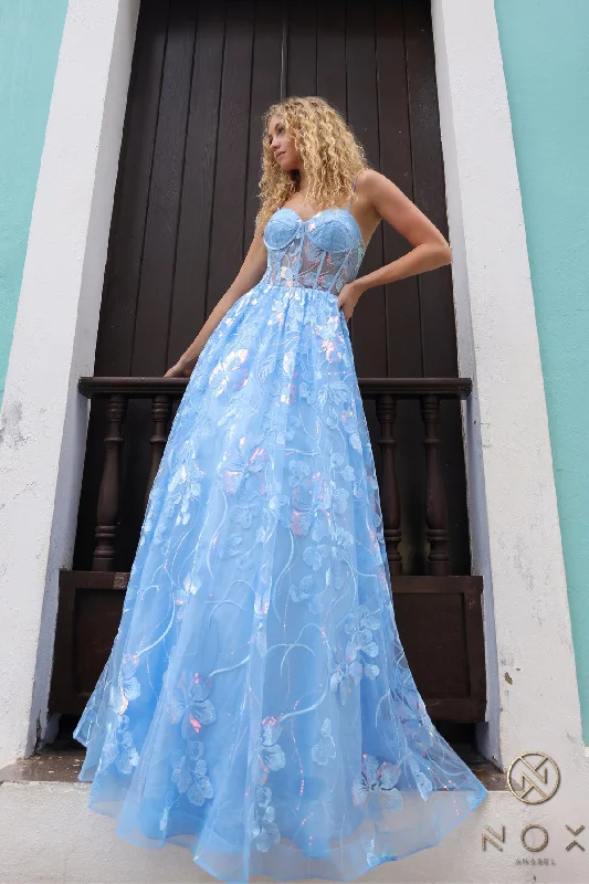 Metallic maxi dresses for a glamorous New Year's Eve party Metallic maxi dresses for a glamorous New Year's Eve party Nox Anabel T1332 A Line Long Formal Floral Print Prom Dress