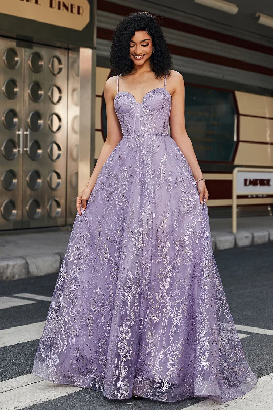Little black cocktail dresses with lace detailingPrincess A Line Spaghetti Straps Corset Purple Prom Dress with Beading