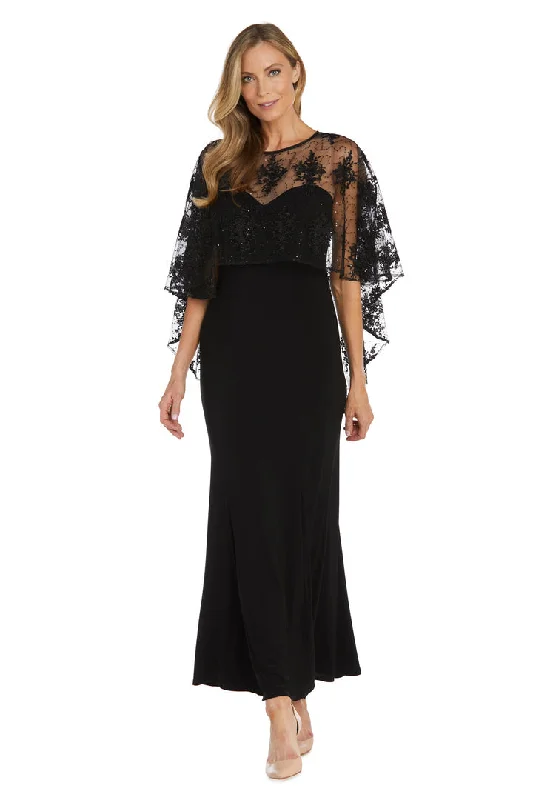 Maxi dresses with mesh panels for a sexy and trendy appearance Maxi dresses with mesh panels for a sexy and trendy appearance R&M Richards 1560 Long Formal Mother of the Bride Capelet Dress