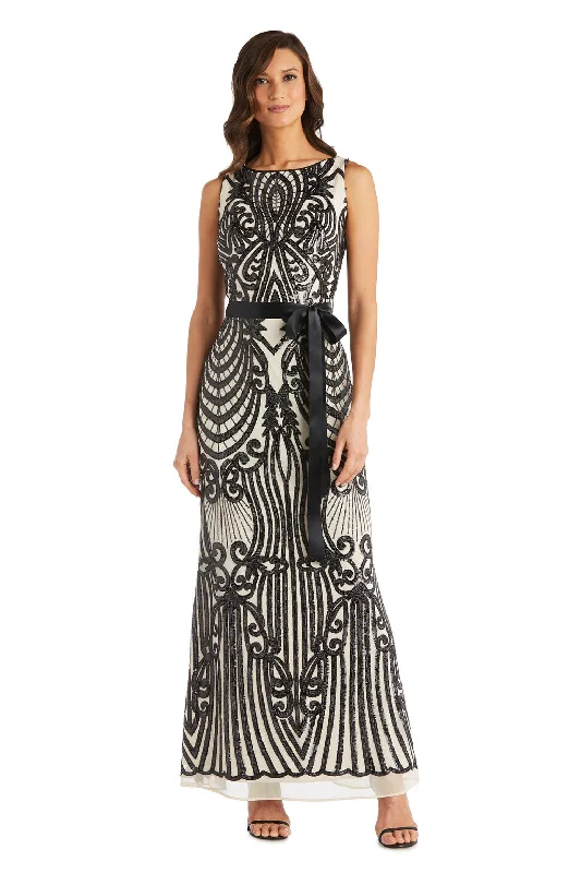 Ruffled maxi dresses with a tiered skirt for added volume Ruffled maxi dresses with a tiered skirt for added volume R&M Richards 7380 Long Sequin Formal Evening Dress