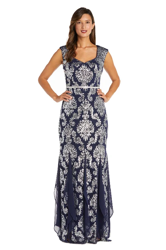 Maxi dresses with polka dot prints for a playful style Maxi dresses with polka dot prints for a playful style R&M Richards 7742 Long Sequin Formal Ruffle Skirt Dress