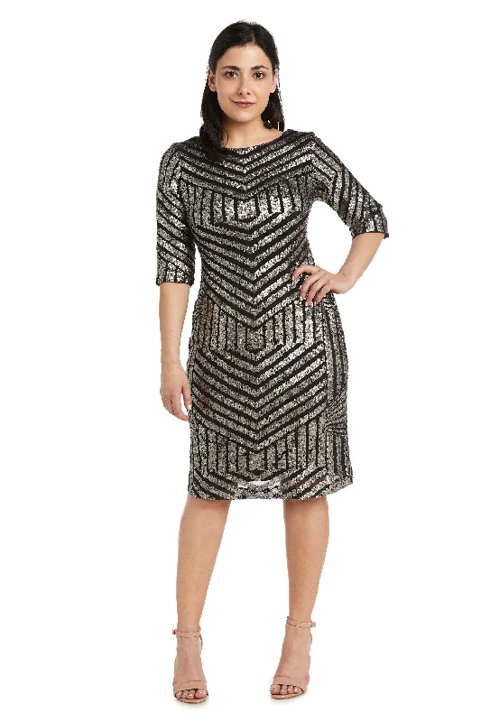 Satin cocktail dresses with a high - low hem for a modern touchR&M Richards 3901P Short Long Sleeve Petite Dress