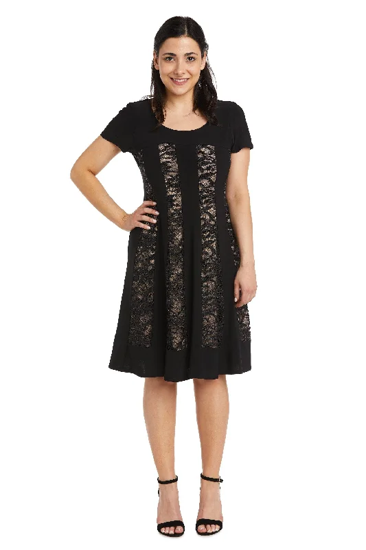 Cocktail dresses with a wrap - around style and a belted waistR&M Richards 7769P Short Glitter Lace Petite Dress