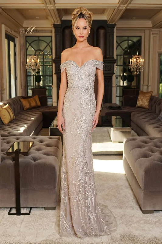 Prom dresses with lace - trimmed hems and off - the - shoulder necklines for a delicate lookRina Di Montella RD2713 Prom dresses with lace - trimmed hems and off - the - shoulder necklines for a delicate lookRina Di Montella RD2713