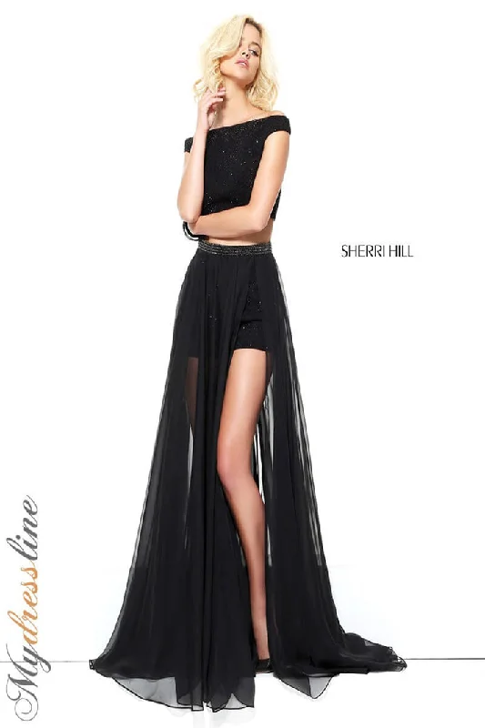 Sleeveless formal dresses with sequined straps and a - line skirts for a classic formal eventSherri Hill 50875