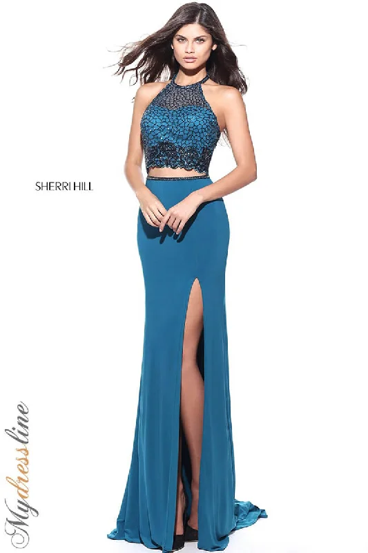 Formal dresses with empire waists and organza overlays for a feminine lookSherri Hill 51142