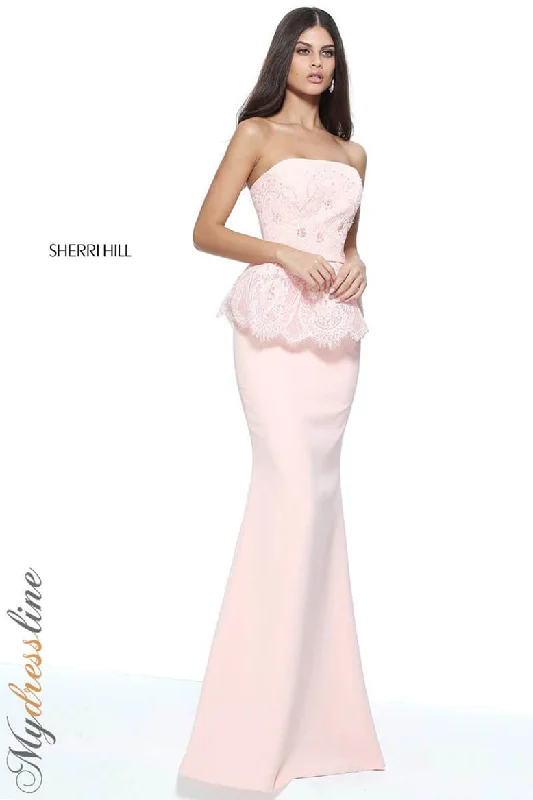 Prom dresses with keyhole backs and rhinestone - studded straps for a flirty lookSherri Hill 51213