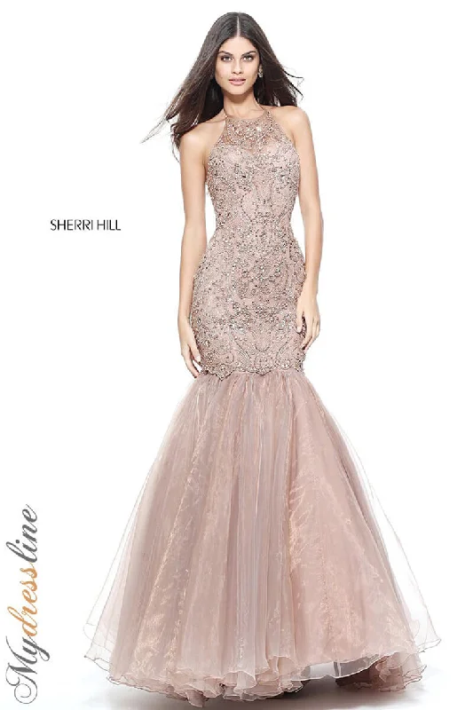 Prom dresses with cold - shoulder cutouts and satin bows for a trendy lookSherri Hill 51215