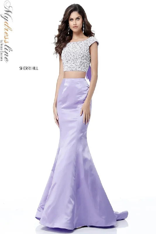 Prom dresses with one - shoulder ruffled straps and geometric patterns for a contemporary and eye - catching formal eventSherri Hill 51715 Prom dresses with one - shoulder ruffled straps and geometric patterns for a contemporary and eye - catching formal eventSherri Hill 51715