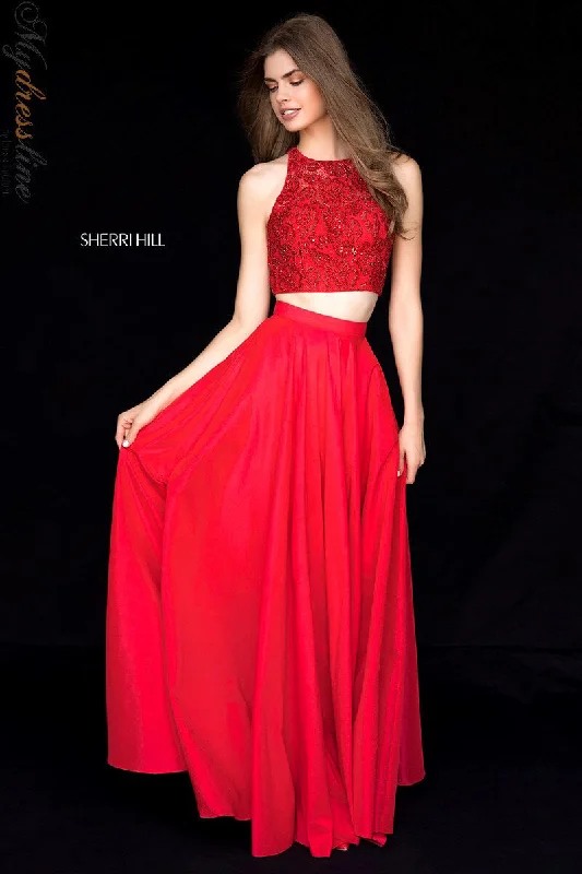 Formal dresses with asymmetric ruffled hems and high - low designs for a fashion - forward and dynamic appearanceSherri Hill 51723 Formal dresses with asymmetric ruffled hems and high - low designs for a fashion - forward and dynamic appearanceSherri Hill 51723