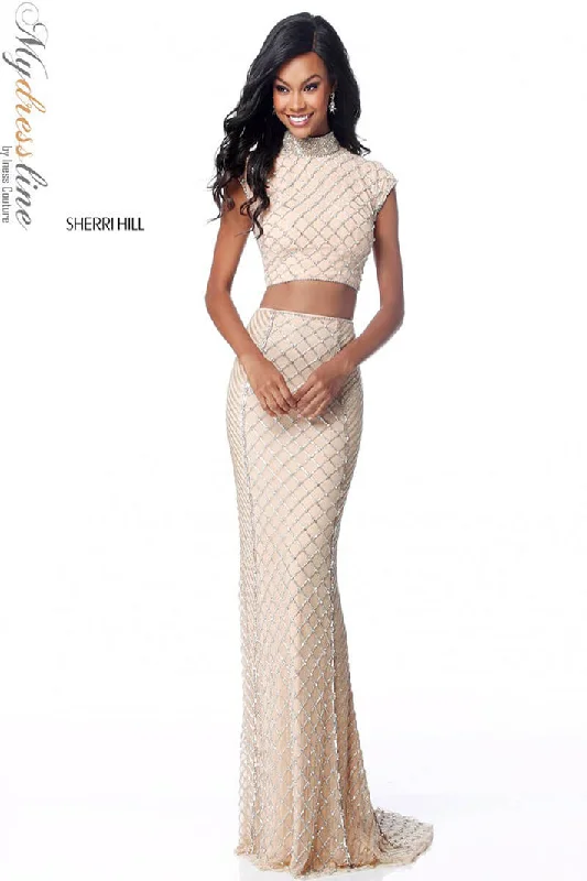 Prom dresses with lace - trimmed hems and off - the - shoulder necklines for a delicate lookSherri Hill 51738 Prom dresses with lace - trimmed hems and off - the - shoulder necklines for a delicate lookSherri Hill 51738