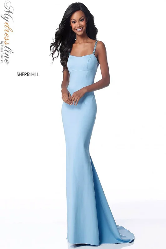 Sequined formal dresses with open backs for a sexy prom styleSherri Hill 51777