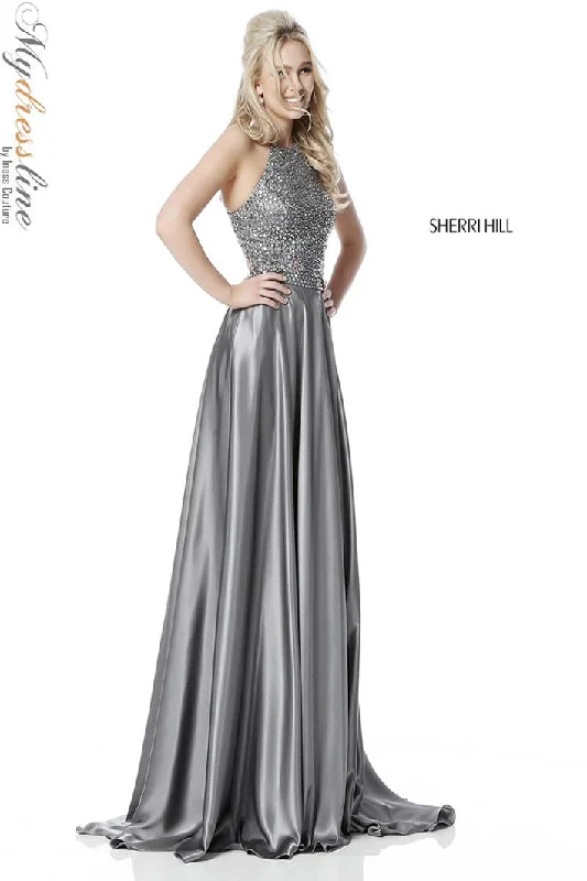 Prom dresses with metallic - colored fabrics and beaded embroidery for a glamorous promSherri Hill 51799 Prom dresses with metallic - colored fabrics and beaded embroidery for a glamorous promSherri Hill 51799