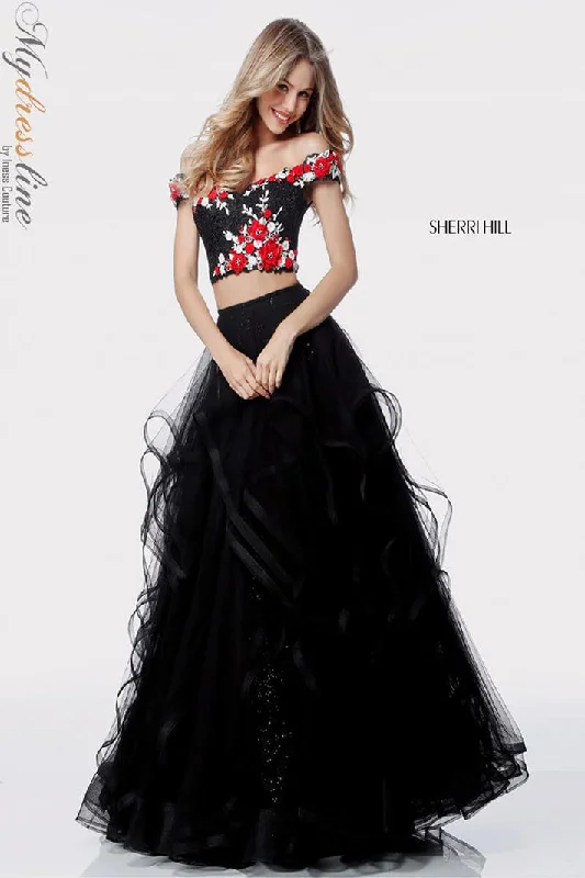 Sequined formal dresses with open backs for a sexy prom styleSherri Hill 51893
