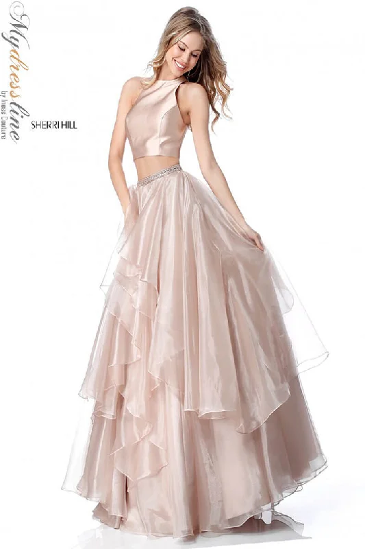 Prom dresses with ruched bodices and organza sleeves for a romantic lookSherri Hill 51960