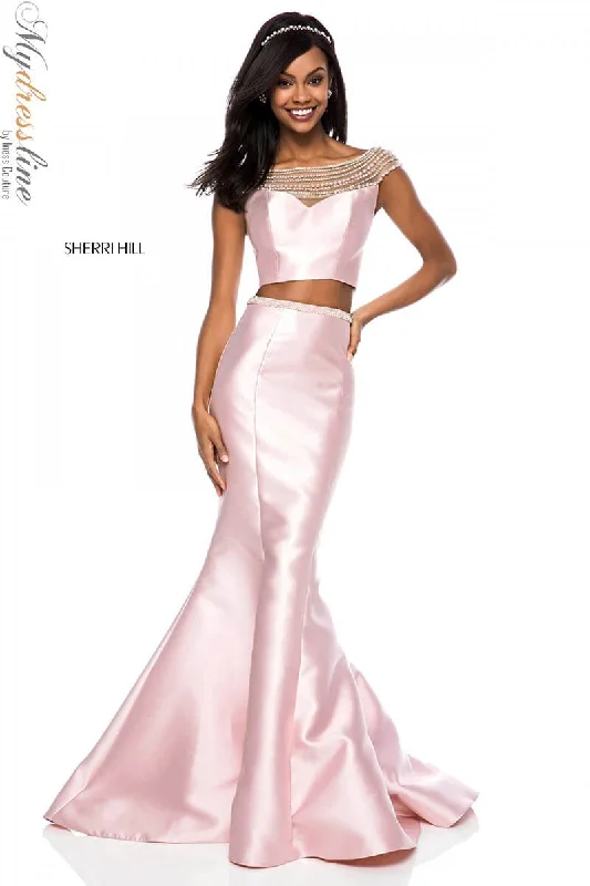 Formal dresses with gathered bodices and wide - leg skirts for a comfortable and stylish silhouetteSherri Hill 52025 Formal dresses with gathered bodices and wide - leg skirts for a comfortable and stylish silhouetteSherri Hill 52025