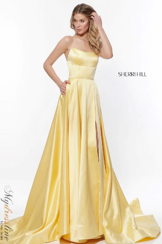 Prom dresses with illusion necklines and crystal embellishments for a formal affairSherri Hill 52095