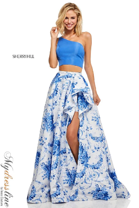 Tea - length formal dresses with lace trim for a semi - formal promSherri Hill 52617 Tea - length formal dresses with lace trim for a semi - formal promSherri Hill 52617
