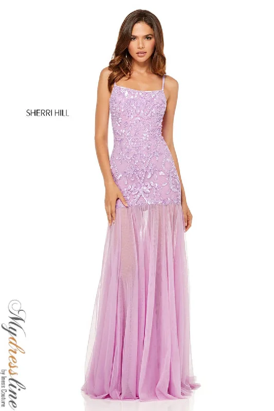 Formal dresses with tiered skirts and pearl embellishments for a luxurious feelSherri Hill 52677 Formal dresses with tiered skirts and pearl embellishments for a luxurious feelSherri Hill 52677