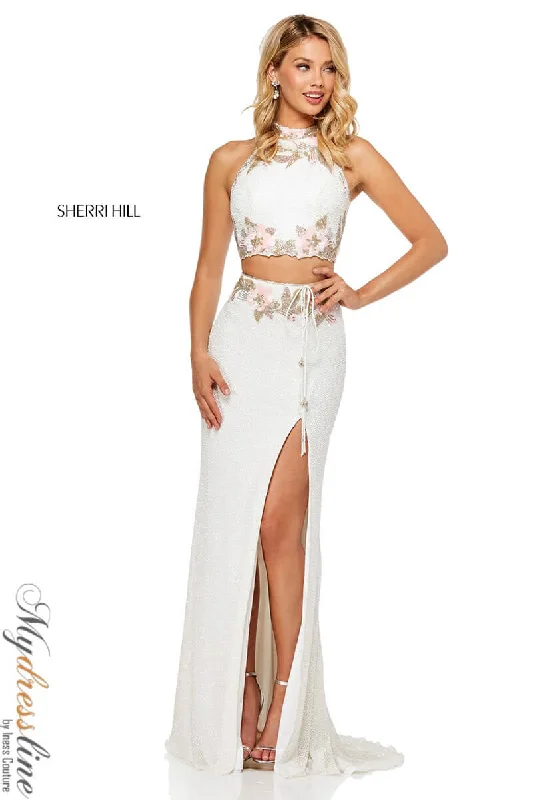 Sequined formal dresses with open backs for a sexy prom styleSherri Hill 52682