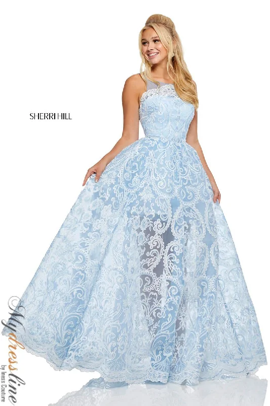 Formal dresses with tassel - adorned belts and tiered skirts for a stylish and festive formal eventSherri Hill 52758 Formal dresses with tassel - adorned belts and tiered skirts for a stylish and festive formal eventSherri Hill 52758