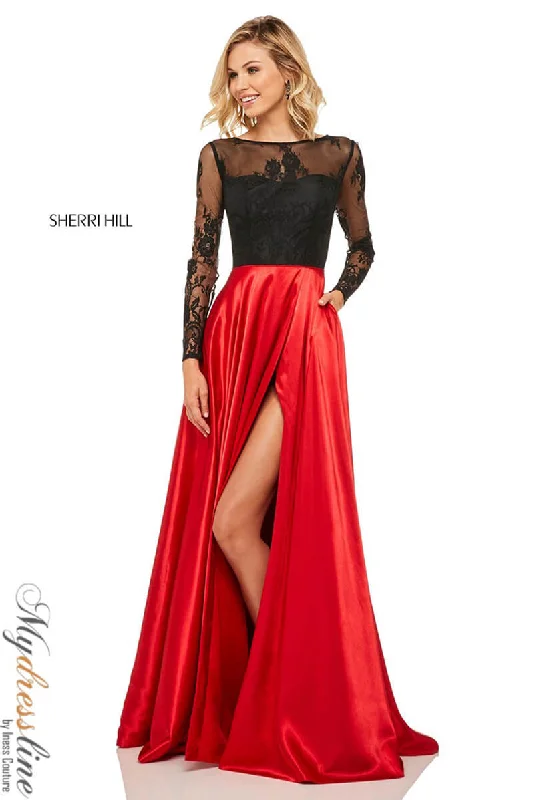 Prom dresses with cold - shoulder cutouts and satin bows for a trendy lookSherri Hill 52765
