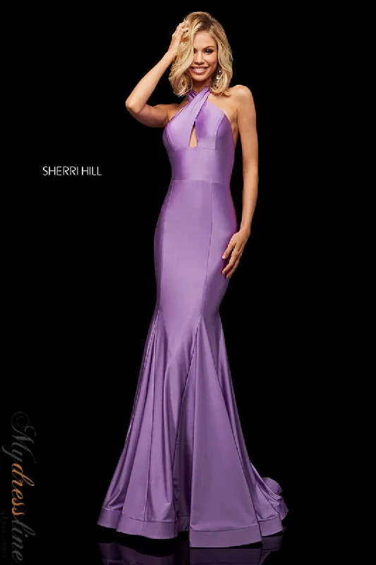 Prom dresses with gathered skirts and crystal - encrusted belts for a luxurious promSherri Hill 52784