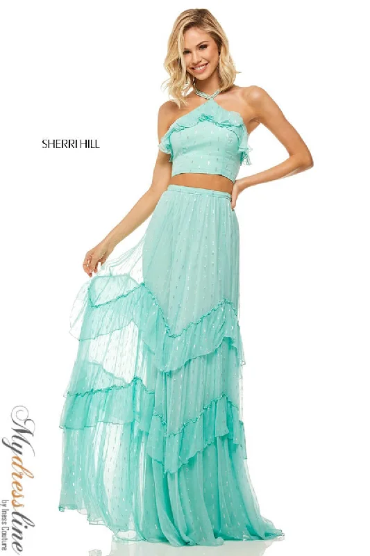 Sheath formal dresses with metallic thread detailing for a modern promSherri Hill 52798