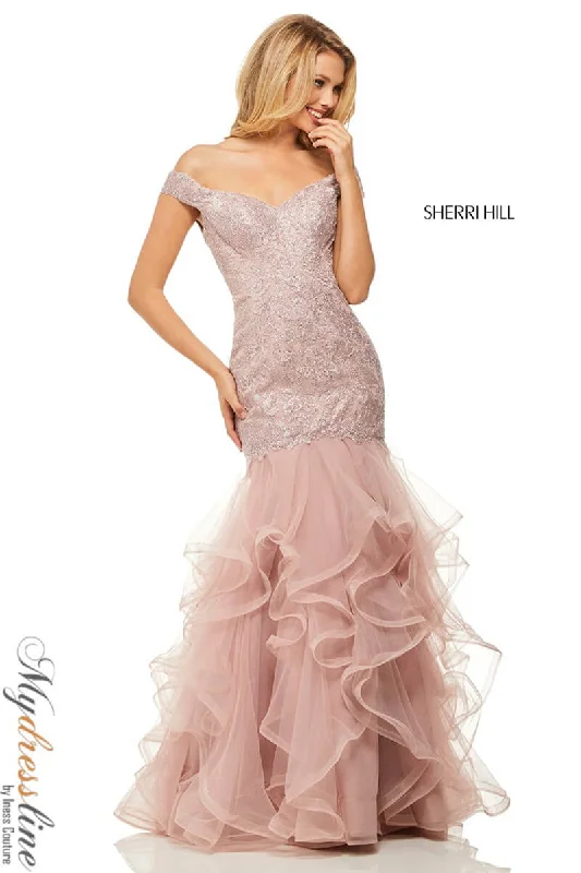 Strapless formal dresses with tulle skirts for a classic prom lookSherri Hill 52811