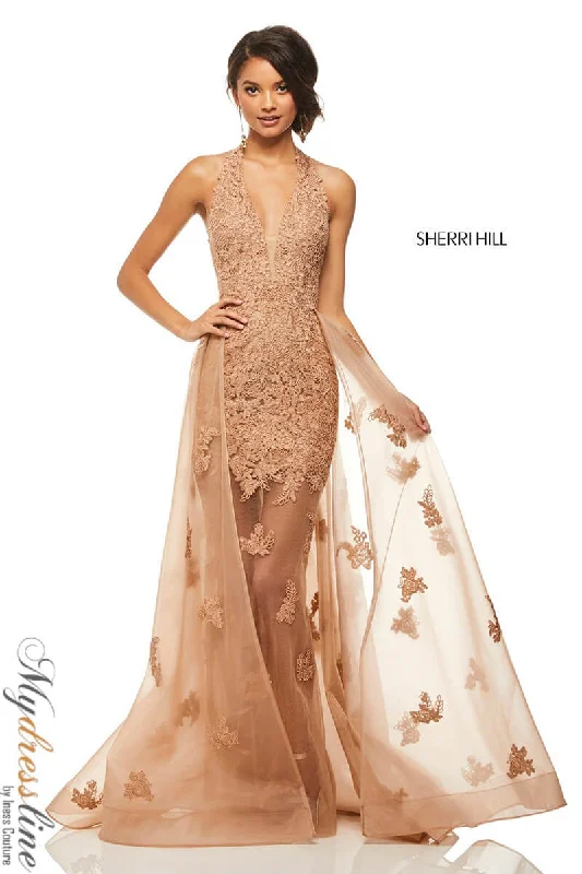 Sheath formal dresses with metallic thread detailing for a modern promSherri Hill 52819