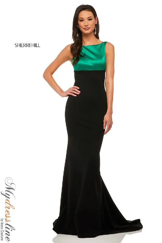 Formal dresses with button - front designs and tulle skirts for a charming prom styleSherri Hill 52903