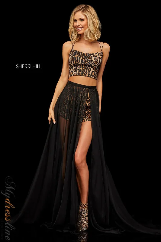 Prom dresses with tiered lace skirts and off - the - shoulder necklines for a feminine and elegant formal affairSherri Hill 52919