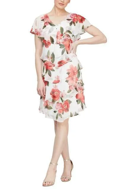 Cocktail dresses with a pom - pom trim and a short - sleeved styleSL Fashions 9171490 Formal Short Dress