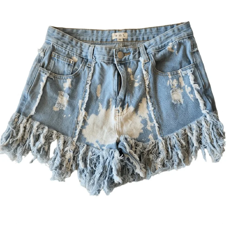 Elastic Waist Women Shorts for Easy Wear and ComfortBleach Splatter Shorts In Light Wash Elastic Waist Women Shorts for Easy Wear and ComfortBleach Splatter Shorts In Light Wash