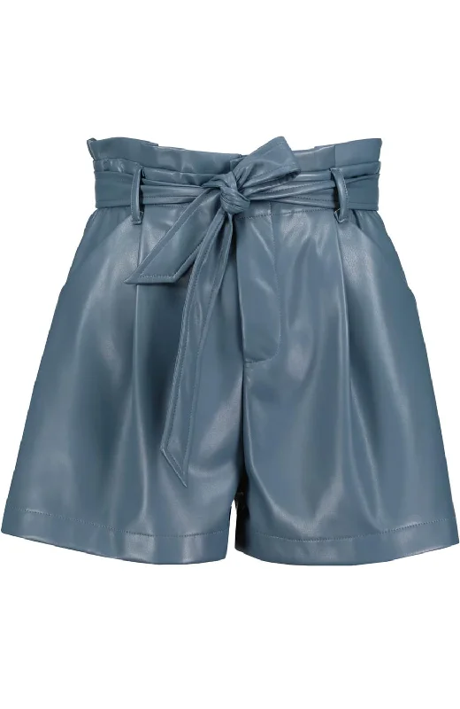 Elastic Waist Women Shorts for Easy Wear and ComfortCaitlin Vegan Leather Short In Cascade Elastic Waist Women Shorts for Easy Wear and ComfortCaitlin Vegan Leather Short In Cascade