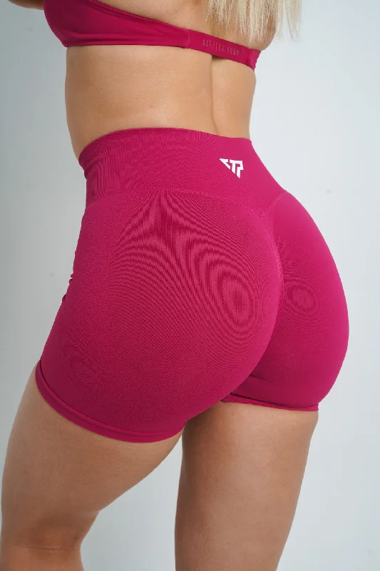 Leather Look Women Shorts for an Edgy and Chic StyleCORE SCRUNCH SHORTS - CRANBERRY