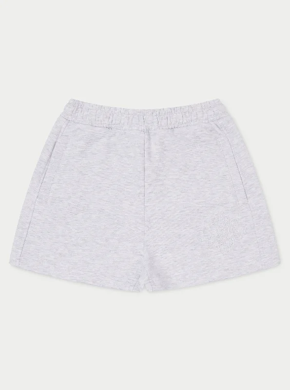 Jeanette Women Shorts with a Soft and Comfortable FeelEMBLEM APPLIQUE JERSEY SHORTS - GREY MARL Jeanette Women Shorts with a Soft and Comfortable FeelEMBLEM APPLIQUE JERSEY SHORTS - GREY MARL