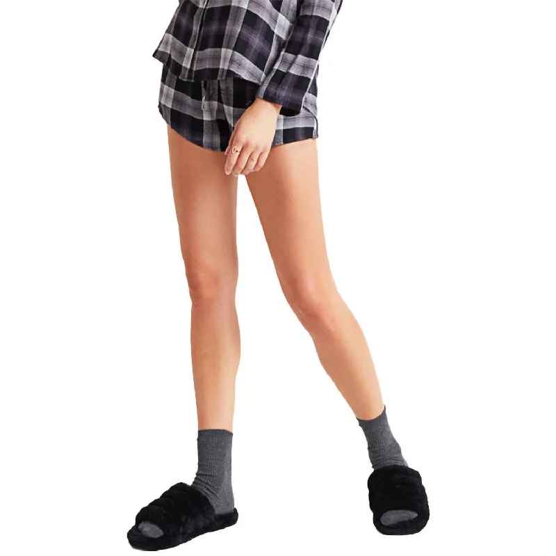 Printed Animal Print Women Shorts for a Wild and Stylish AppearanceFlowy Sleep Shorts In Black Plaid Printed Animal Print Women Shorts for a Wild and Stylish AppearanceFlowy Sleep Shorts In Black Plaid