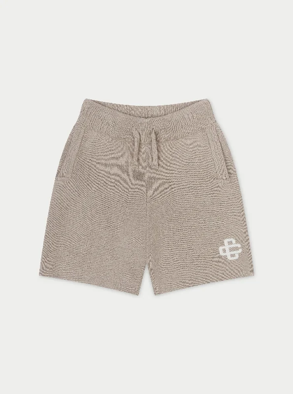 Patterned Geometric Women Shorts for a Modern AppealKIDS KNITTED EMBLEM SHORTS - BEIGE Patterned Geometric Women Shorts for a Modern AppealKIDS KNITTED EMBLEM SHORTS - BEIGE