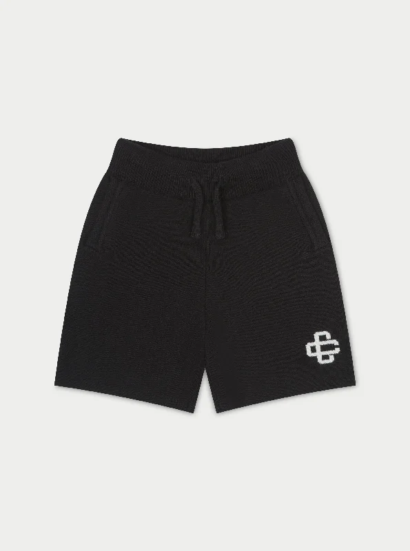 Jeanette Women Shorts with a Soft and Comfortable FeelKIDS KNITTED EMBLEM SHORTS - BLACK Jeanette Women Shorts with a Soft and Comfortable FeelKIDS KNITTED EMBLEM SHORTS - BLACK